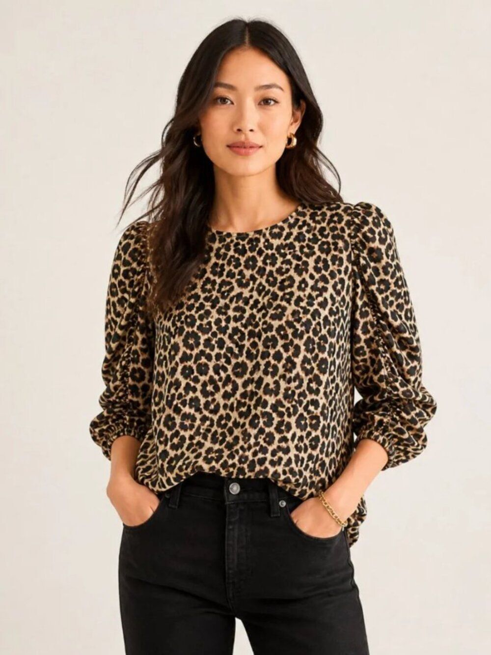 J.Crew Leopard Puff Sleeve Top XS | Date Night Blouse | Fall Going Out Top